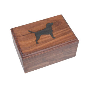 Rosewood Bevel Edge Urn – Dog Silhouette 