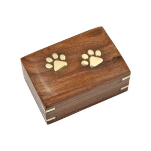 Brass Paw Print Wood Urn